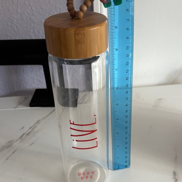 Rae Dunn Glass Water Bottle with Bamboo Lid - Red - Picture 4 of 4